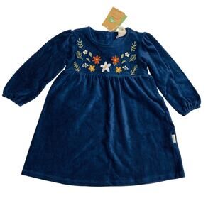 NWT Walkiddy 3T Navy Corduroy Embroidered Dress